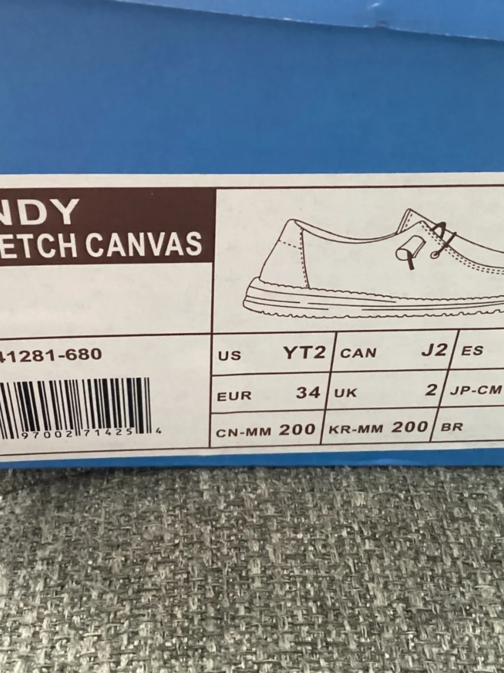 Hey Dude Little Girls' Wendy Canvas Casual Moccasin Sneakers, size 2